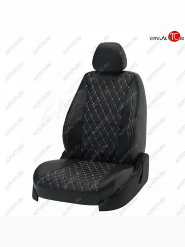 Чехлы для сидений Lord Autofashion Байрон (экокожа) (Чёрный, вставка чёрная, строчка бежевая) Toyota Camry XV40 дорестайлинг (2006-2008)