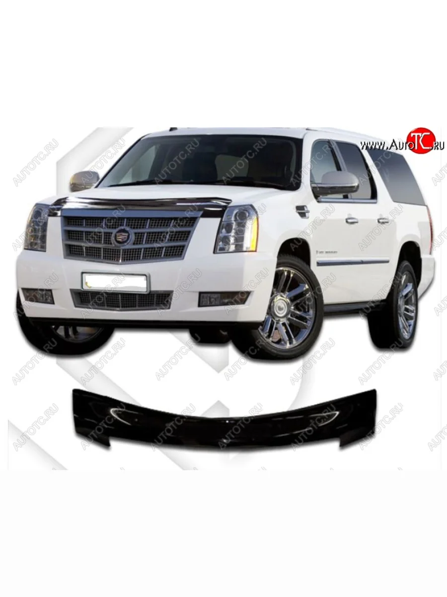 Дефлектор капота CA-Plastiс Cadillac Escalade GMT926 джип 5 дв. короткая база (2006-2014) (Classic черный, Без надписи)  в Керчи Республика Крым