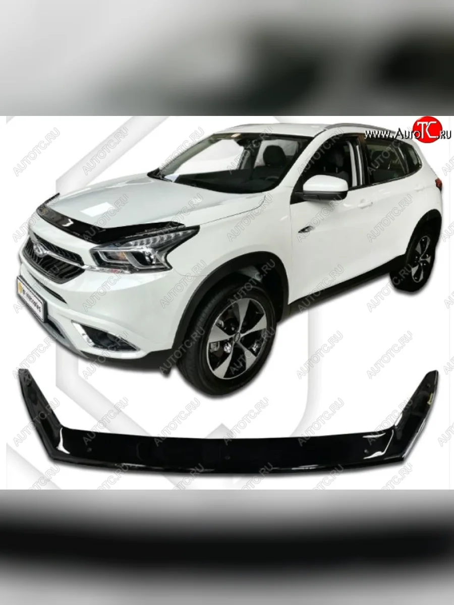 Дефлектор капота CA-Plastiс Chery Tiggo 7 (2016-2020) (Classic черный, Без надписи)  в Воронеже Воронежской области
