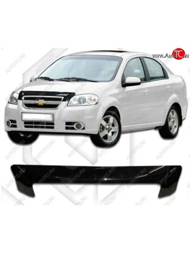 Дефлектор капота CA-Plastiс (Classic черный) Chevrolet Aveo T250 седан рестайлинг (2006-2011)