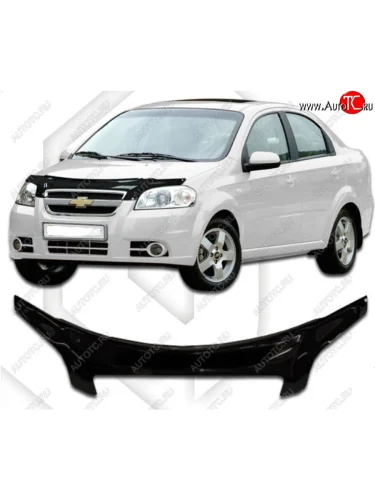 Дефлектор капота CA-Plastiс exclusive (Classic черный) Chevrolet Aveo T250 седан рестайлинг (2006-2011)