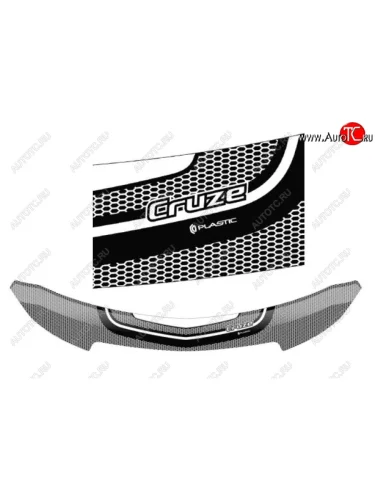 Дефлектор капота CA-Plastiс (Серия Art черная) Chevrolet Cruze J300 седан дорестайлинг (2009-2012)