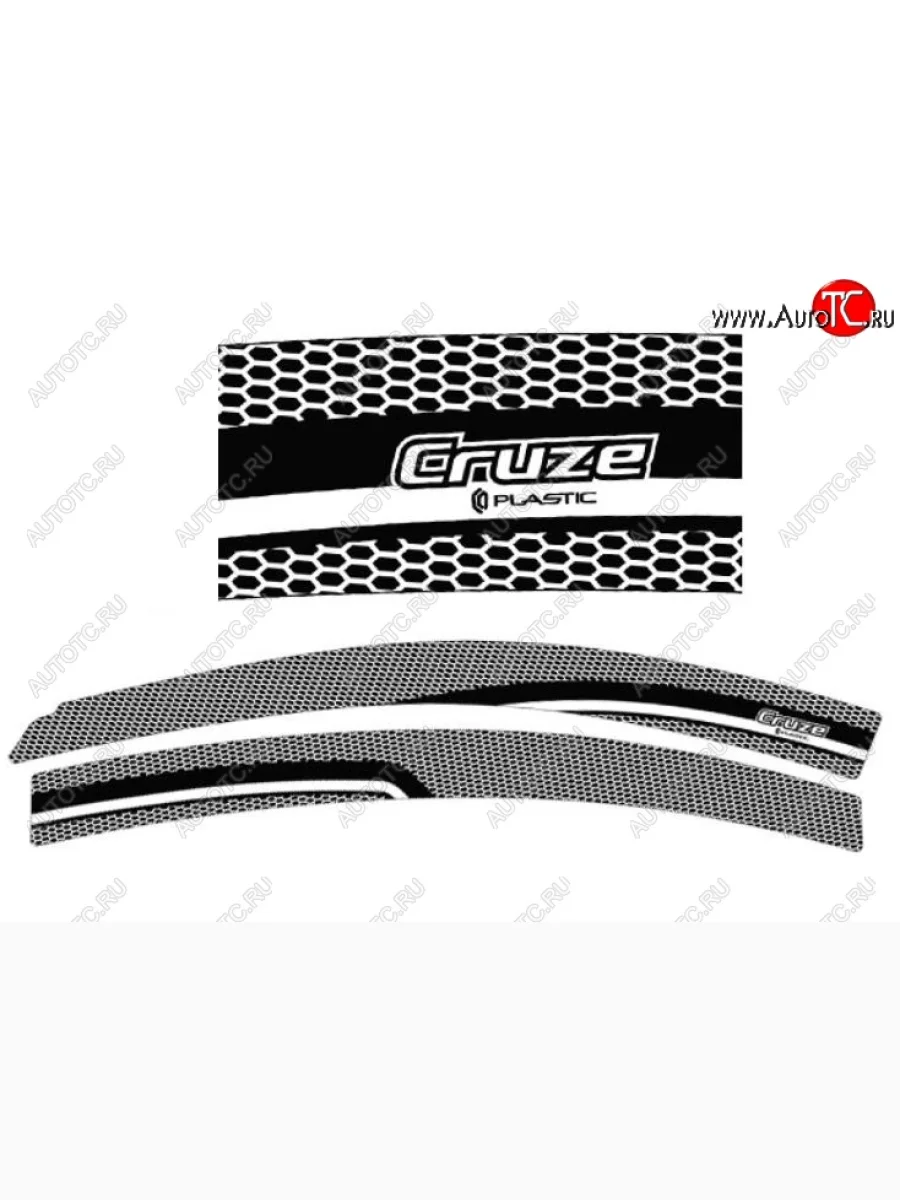 Дефлектора окон CA-Plastic Chevrolet Cruze J300 седан дорестайлинг (2009-2012) (Серия Art черная, Без хром.молдинга)  в Перми Пермском крае