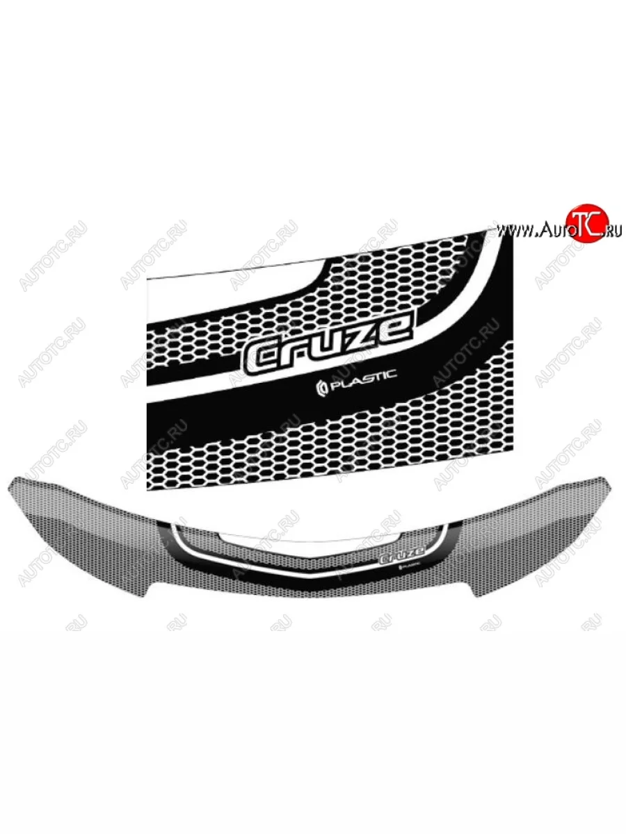 Дефлектор капота CA-Plastiс Chevrolet Cruze J305 хэтчбек дорестайлинг (2009-2012) (Серия Art черная)  в Керчи Республика Крым