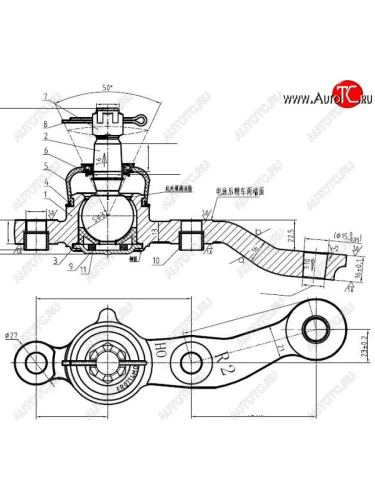 Шаровая опора передняя правая SAT Lexus GS300  S160 (1997-2001), Toyota Aristo  S160 (1997-2001)