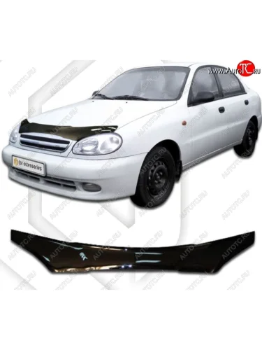 Дефлектор капота CA-Plastiс (Classic черный) Chevrolet Lanos T100 седан (2002-2017)
