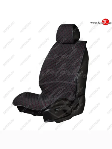 Универсальная накидка на сиденья Lord Autofashion Кристалл (трикотаж, 4 места) (Чёрный с красной строчкой) 
