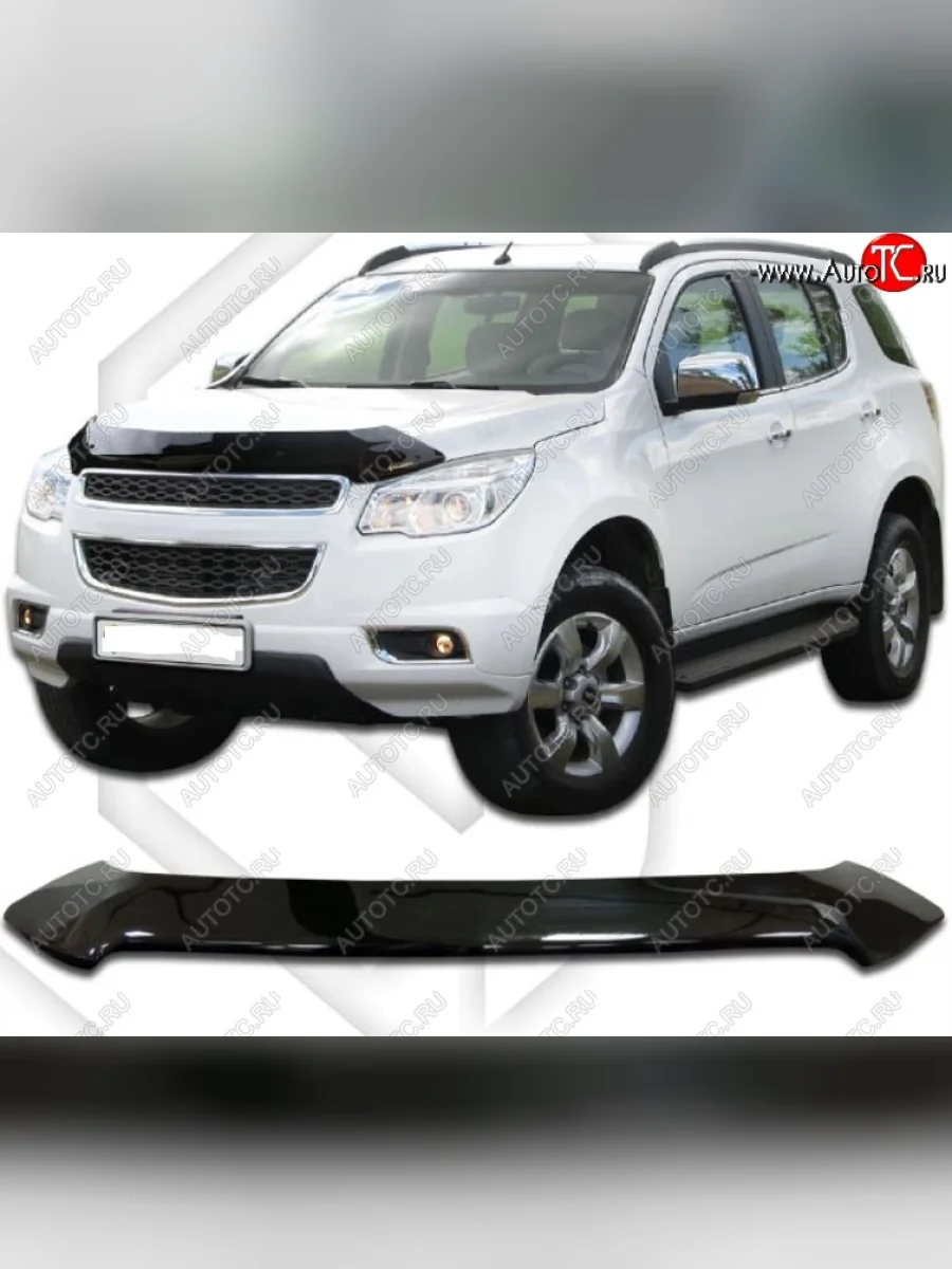 Дефлектор капота CA-Plastiс Chevrolet Trailblazer GM800 дорестайлинг (2012-2016) (Classic черный, Без надписи)  в Самаре Самарской области