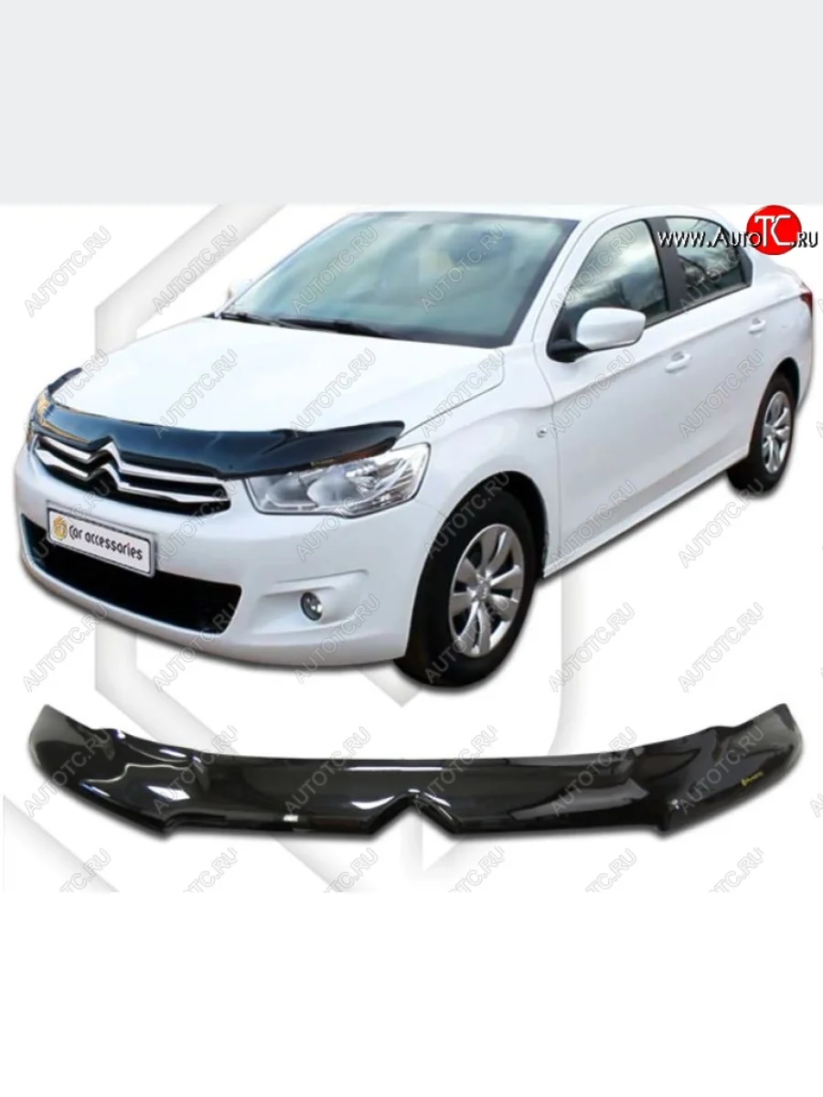 Дефлектор капота CA-Plastiс exclusive CITROEN C-elysee дорестайлинг (2012-2017) (Classic черный , Без надписи)  в Перми Пермском крае