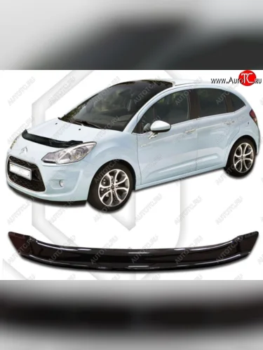 Дефлектор капота CA-Plastiс (Classic черный) CITROEN C3 дорестайлинг (2009-2015)