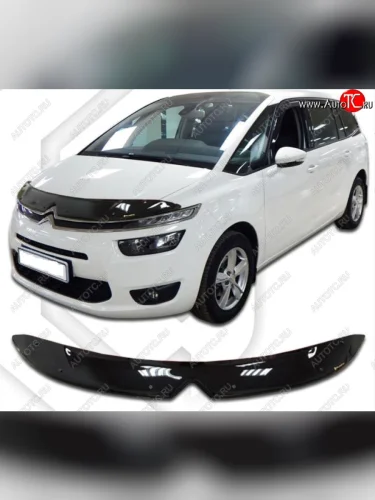 Дефлектор капота CA-Plastiс (Classic черный) CITROEN C4 picasso 3D минивэн дорестайлинг (2014-2016)
