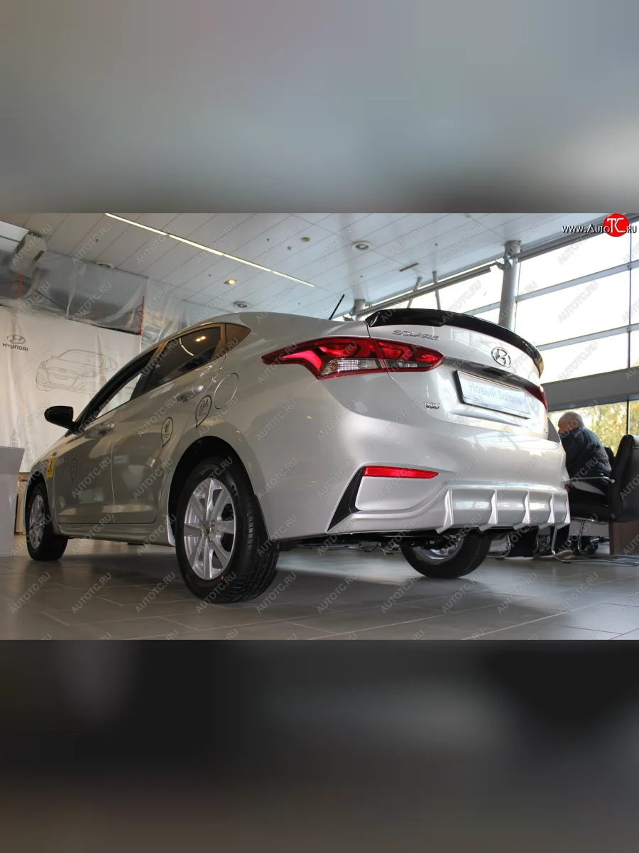 Накладка заднего бампера Автократ Hyundai Solaris HCR седан дорестайлинг (2017-2020) (Неокрашенная)  в Керчи Республика Крым