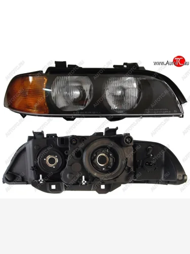 Правая передняя фара SAT (с желтым габаритом) BMW 5 серия E39 седан дорестайлинг (1995-2000)