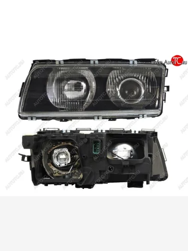 Левая передняя фара SAT (черная) BMW 7 серия  E38 (1994-1998) дорестайлинг, седан