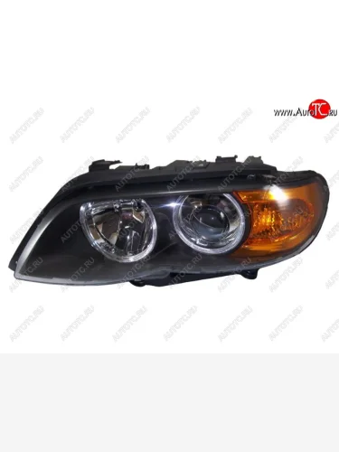 Левая передняя фара SAT (с желтым габаритом) BMW X5  E53 (2003-2006) рестайлинг