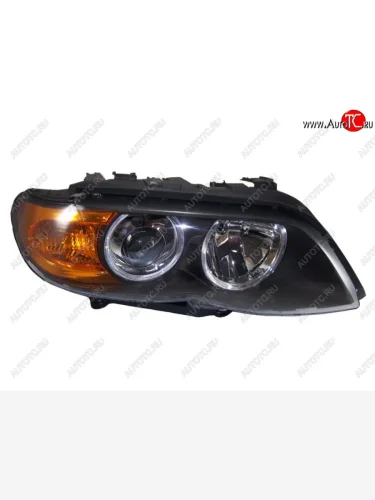 Правая передняя фара SAT (желтый поворотник, рестайлинг) BMW X5 E53 рестайлинг (2003-2006)