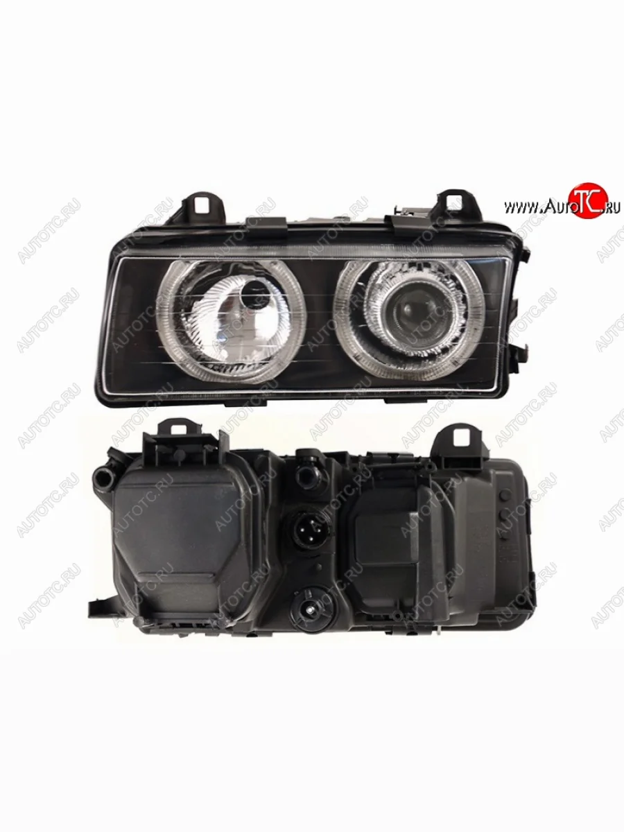 Левая передняя фара SAT (черный хрусталь/линза)  BMW 3 серия (1990-2000) E36  в Самаре Самарской области