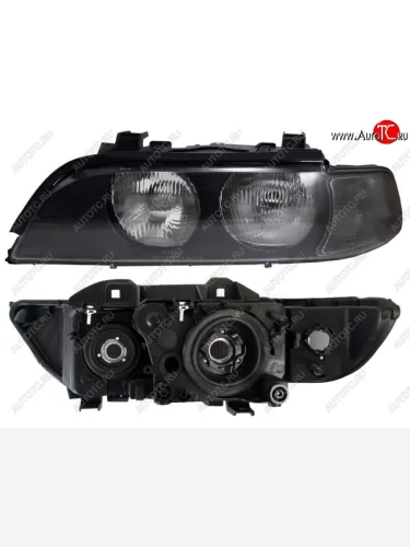 Левая передняя фара SAT (черная) BMW 5 серия  E39 (1995-2000) седан дорестайлинг