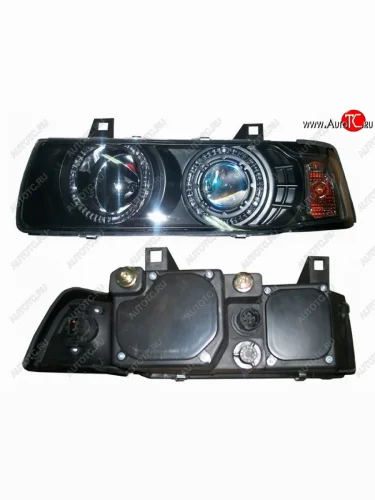 Левая передняя фара SAT (цельная с габаритом, черный хрусталь) BMW 3 серия  E36 (1990-2000) седан