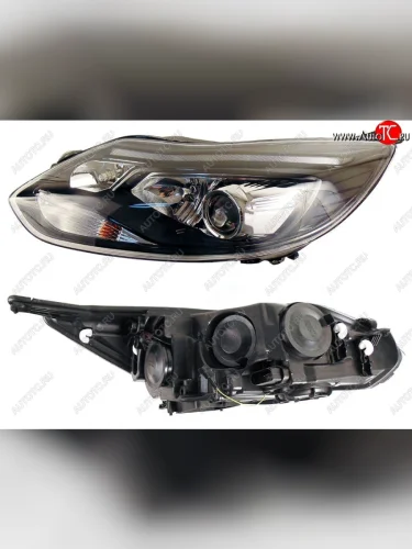 Левая фара SAT (ксенон,линза,чёрная) Ford Focus 3 хэтчбэк дорестайлинг (2010-2015)