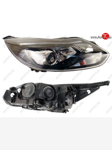 Правая фара SAT (черная, линза, под ксенон) Ford Focus 3 хэтчбэк дорестайлинг (2010-2015)