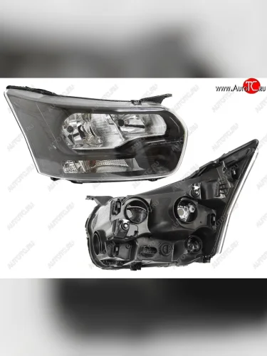 Правая фара SAT (чёрная) Ford Transit цельнометаллический фургон (2014-2022)