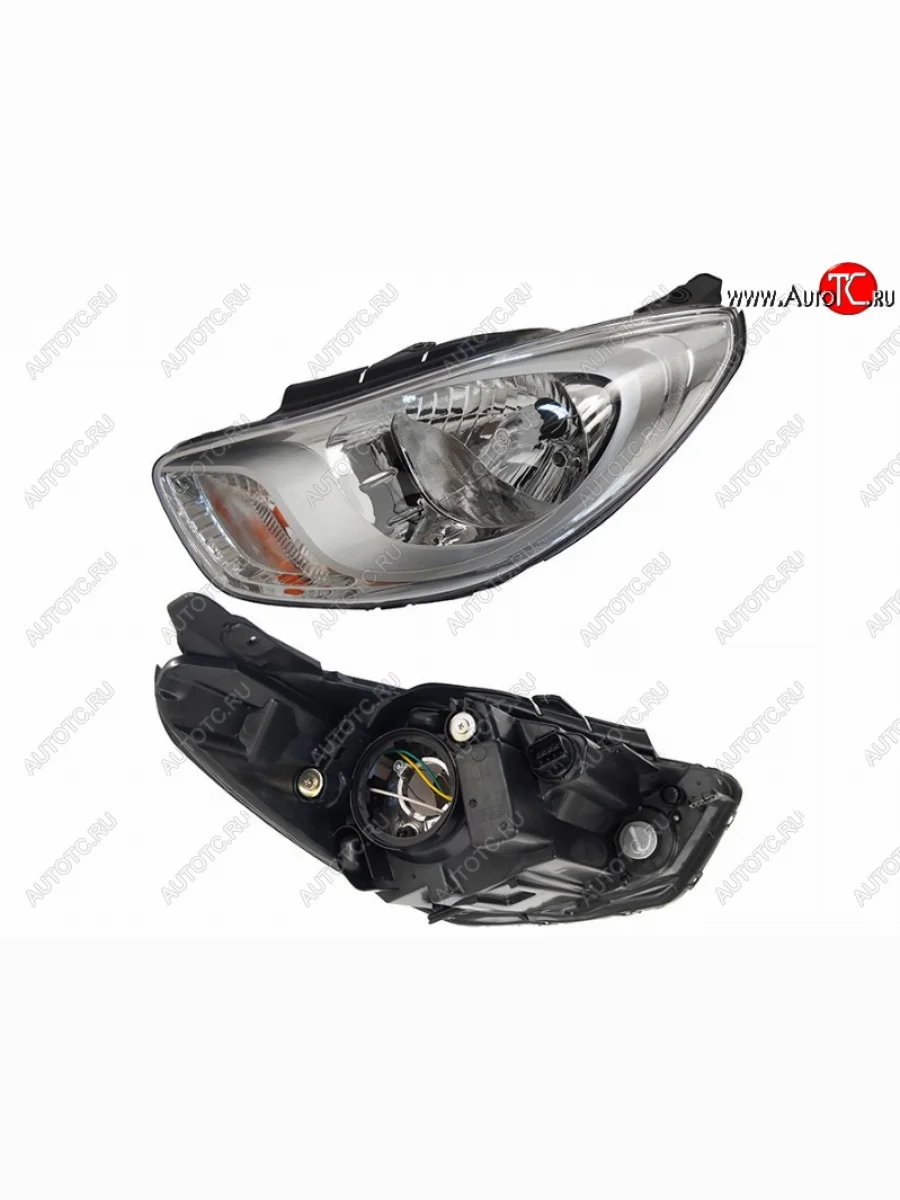 Передняя фара SAT (левая, хром) Hyundai Solaris RBr седан дорестайлинг (2010-2014)  в Керчи Республика Крым