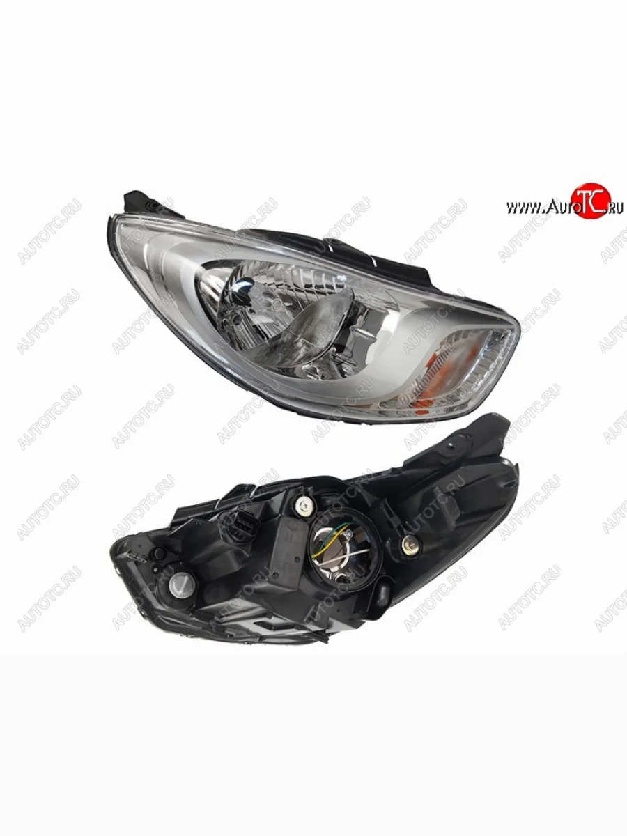 Правая передняя фара SAT (хром) Hyundai Solaris RBr (2010-2014) седан дорестайлинг, хэтчбэк дорестайлинг с доставкой в г. Кемерово
