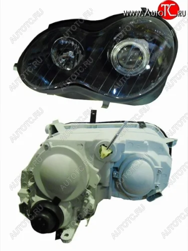 Левая фара передняя SAT (хрусталь, тонировка, неоновое кольцо) Mercedes-Benz C-Class ( W203,  S203) (2004-2008) рестайлинг седан, рестайлинг универсал