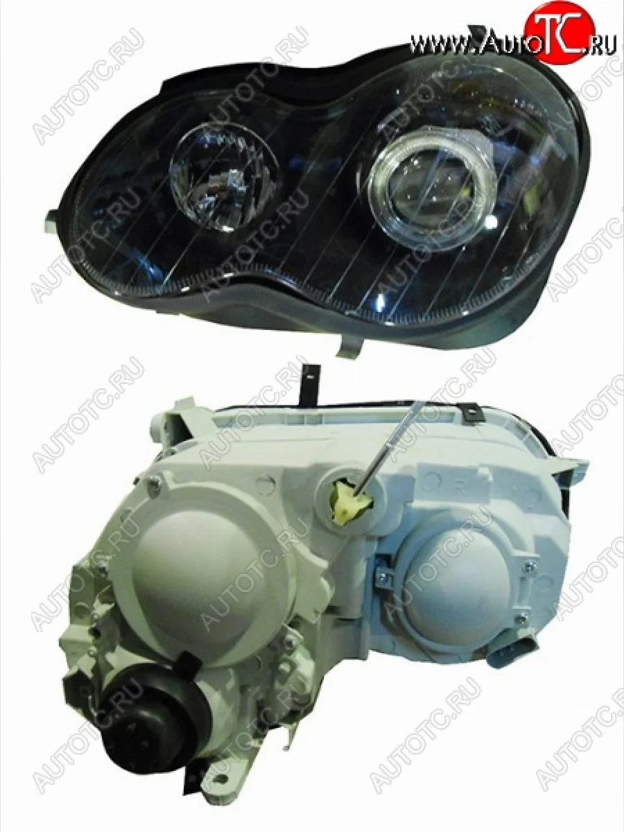 Левая фара передняя SAT (хрусталь, тонировка, неоновое кольцо)  Mercedes-Benz C-Class (2004-2008) W203, S203  в Самаре Самарской области