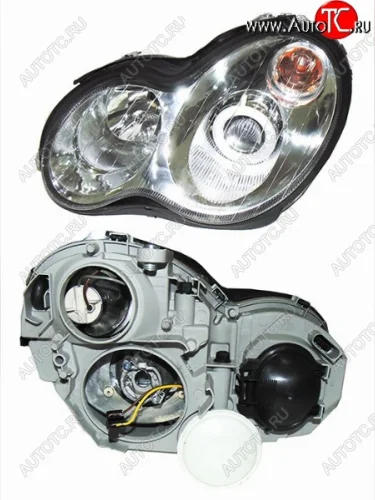 Левая передняя фара SAT (неоновое кольцо) Mercedes-Benz C-Class ( W203,  S203) (2004-2008) рестайлинг седан, рестайлинг универсал