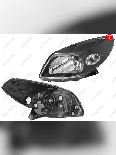 Левая фара (чёрная) SAT Renault Sandero Stepway 1 (2010-2014)