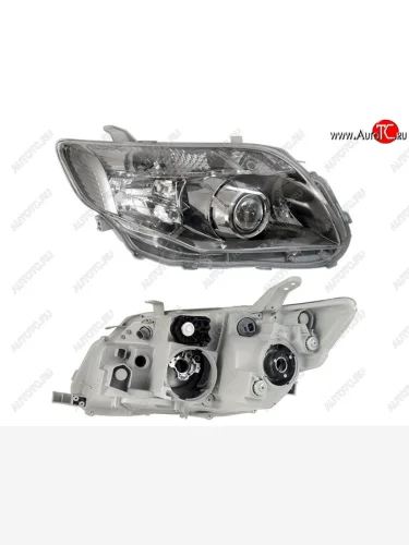 Правая фара (линза, чёрная) SAT Toyota Corolla Fielder E140 универсал дорестайлинг (2006-2008)