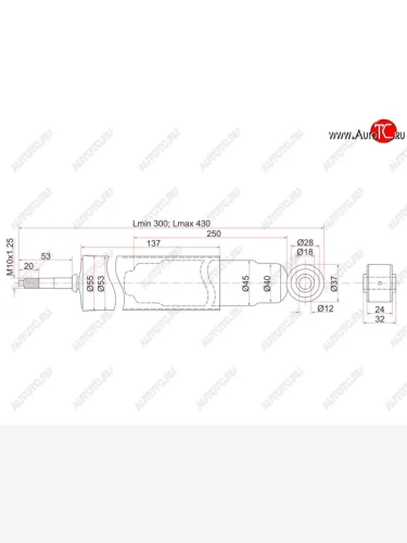 Амортизатор передний SAT (LH=RH) Hyundai Porter  AU,KR (1996-2011), Nissan Caravan (1986-2001)