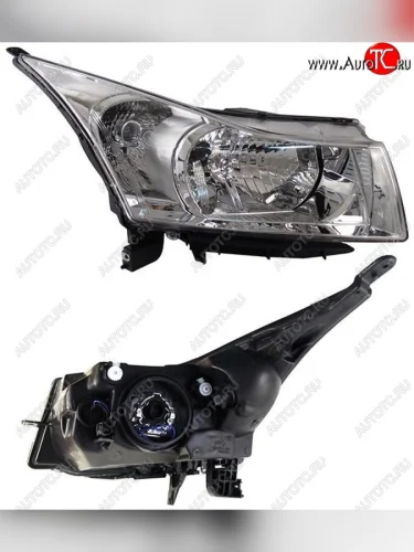 Правая передняя фара SAT (мех. корректор, хром) Chevrolet Cruze J308 универсал рестайлинг (2012-2015)
