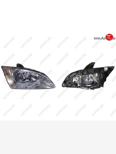 Правая фара SAT (хром) Ford Focus 2 хэтчбэк 3 дв. дорестайлинг (2004-2007)