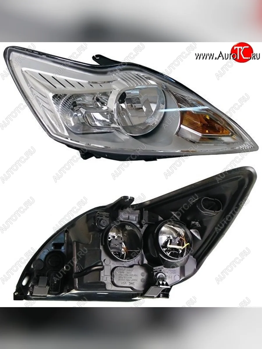 Правая фара SAT (хром) Ford Focus 2 хэтчбэк 5 дв. рестайлинг (2007-2011)  с доставкой в г. Керчь