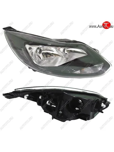 Правая фара SAT (чёрная) Ford Focus 3 хэтчбэк дорестайлинг (2010-2015)