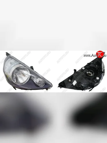 Правая фара SAT (чёрная, Евросвет) Honda Fit 1 GD дорестайлинг (2001-2004)