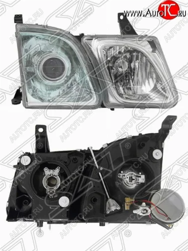 Правая передняя фара SAT (под ксенон, зеленоватый, оттенок) Lexus LX470 J100 дорестайлинг (1998-2002)