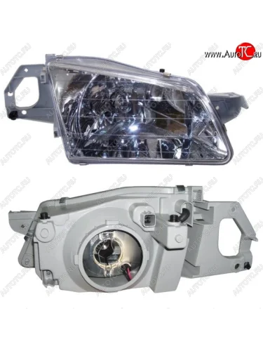 Правая передняя фара SAT (прозрачная) Mazda 323/Familia седан BJ дорестайлинг (1998-2000)