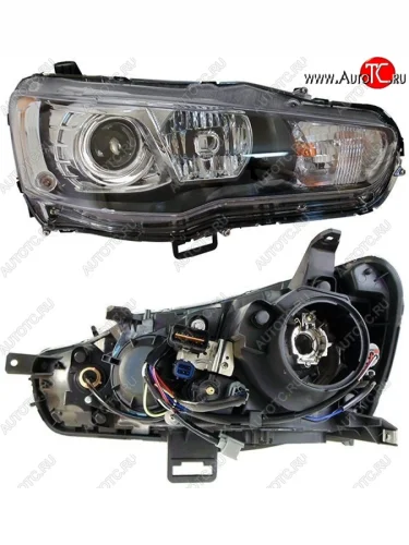 Правая фара SAT (под ксенон) Mitsubishi Lancer 10 CY хэтчбэк дорестайлинг (2007-2010)