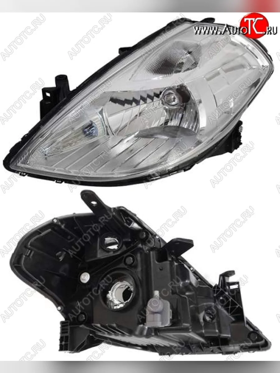 Правая фара SAT (цельная решетка) Nissan Tiida 1 C11 хэтчбэк дорестайлинг, Япония (2004-2007)  в Самаре Самарской области