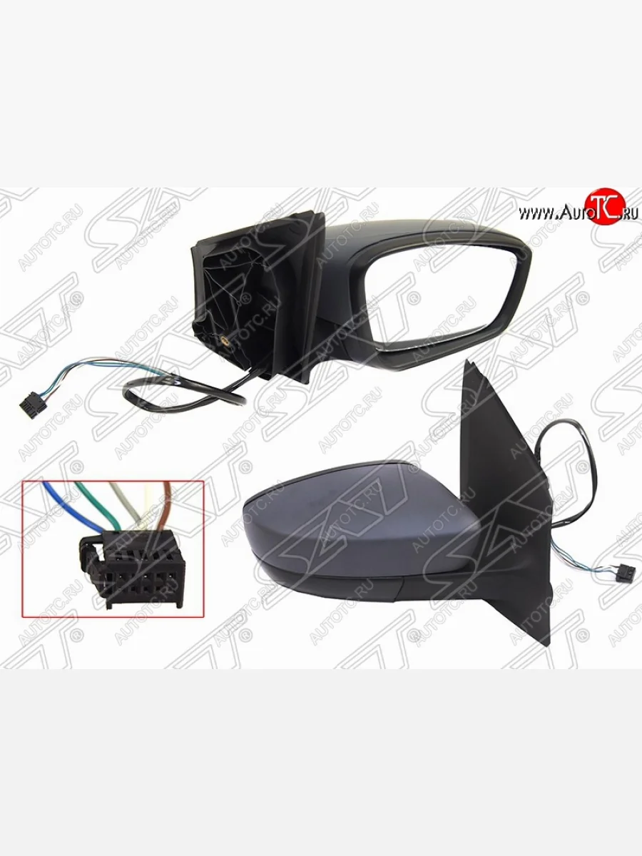 Правое боковое зеркало заднего вида (регулировка: эл.) SAT Volkswagen Polo Mk5 6R,6C,61 седан дорестайлинг (2009-2015) (Неокрашенное)  в Самаре Самарской области