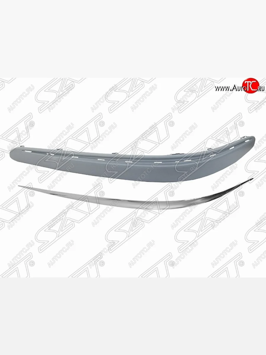 Левый молдинг на передний бампер SAT (хром) Mercedes-Benz E-Class W211 дорестайлинг седан (2002-2006) (Неокрашенный)  в Самаре Самарской области