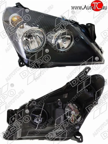 Правая фара DEPO (чёрная) Opel Astra H универсал рестайлинг (2007-2015)