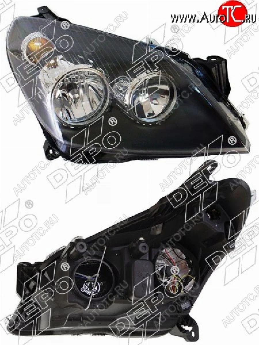 Правая фара DEPO (чёрная) Opel Astra H универсал рестайлинг (2007-2015)  с доставкой в г. Пермь