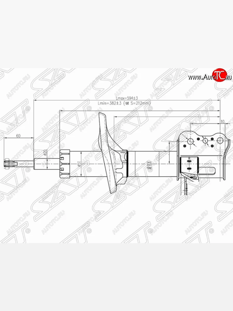 Правый амортизатор задний SAT Mazda 323/Familia седан BJ дорестайлинг (1998-2000)  в Керчи Республика Крым