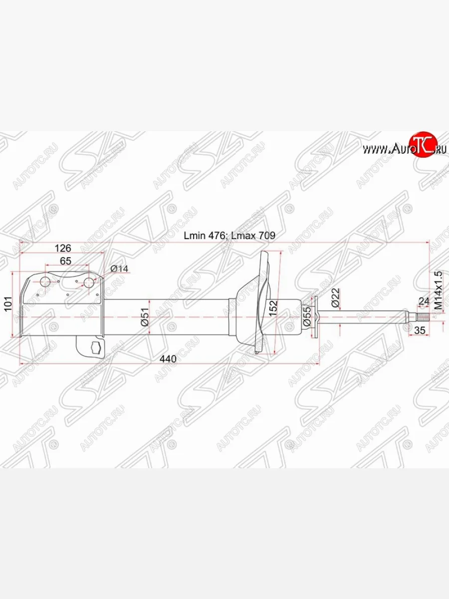 Правый амортизатор задний SAT Subaru Forester SF дорестайлинг (1997-2000)  в Самаре Самарской области