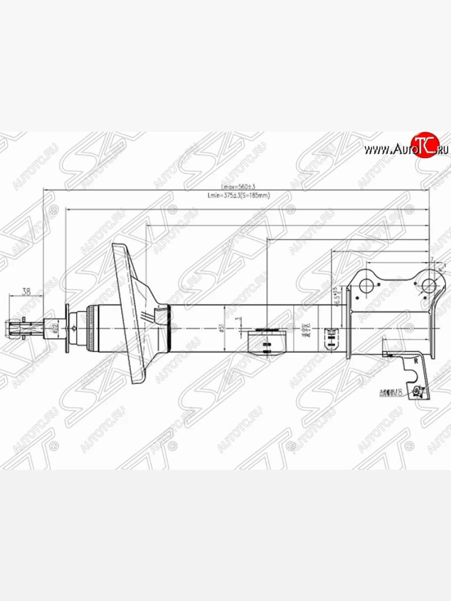 Правый амортизатор задний SAT Toyota Carina T190 седан дорестайлинг (1992-1994)  в Керчи Республика Крым
